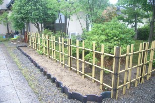 四ツ目垣、御簾垣のリフォーム　和庭の竹垣