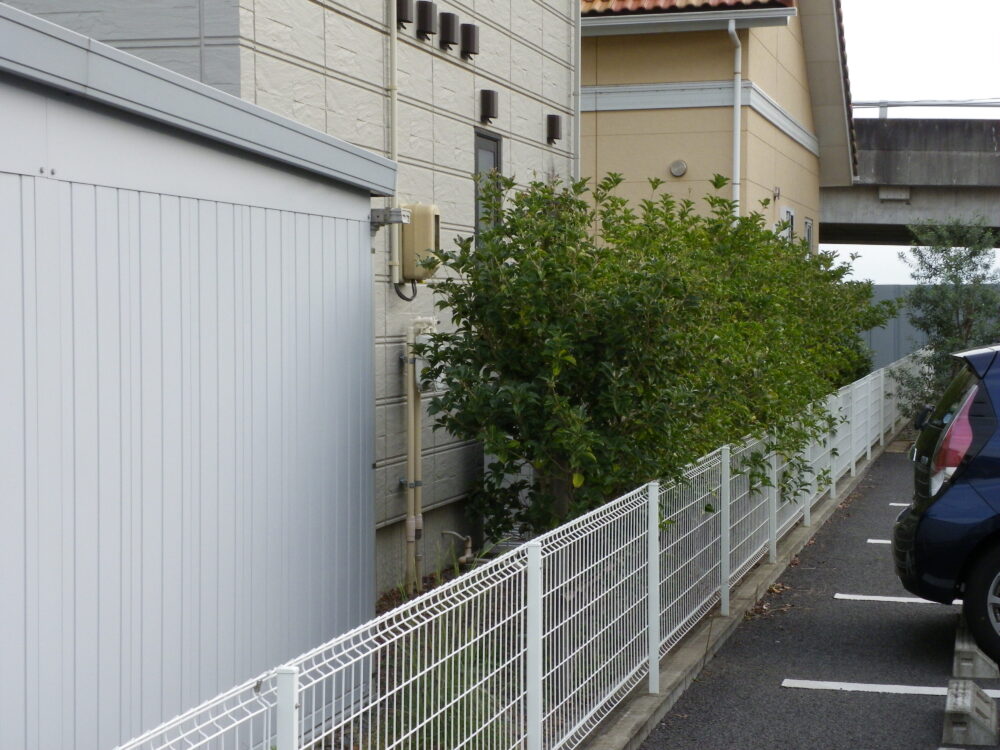 グリッドフェンスからはみ出ていた生垣。